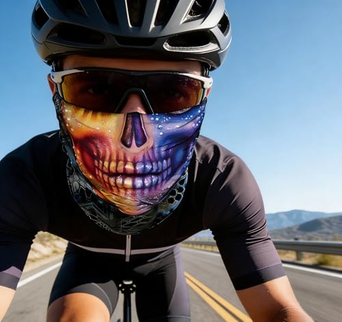 Skull Print Neck Gaiter Face Mask - Yellow Face-29