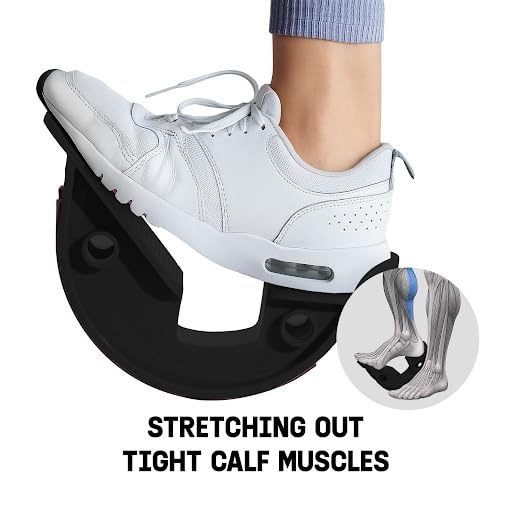 Calf Stretching Foot Rocker - Ergonomic Massager for Plantar Fasciitis Relief - Black