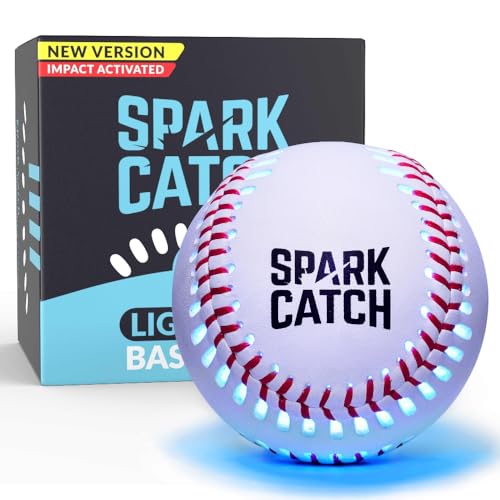 SPARK CATCH Glow in The Dark Baseball Ice Blue - Impact-Activated LED Night Game