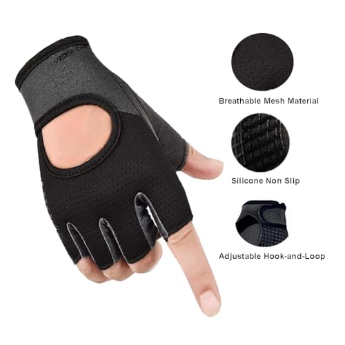 Fingerless Workout Gloves for Men & Women - Medium Black