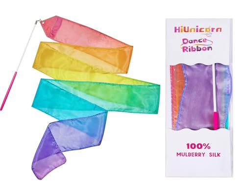 100% Silk Dance Wand Ribbon - Pastel Rainbow 1-Pack