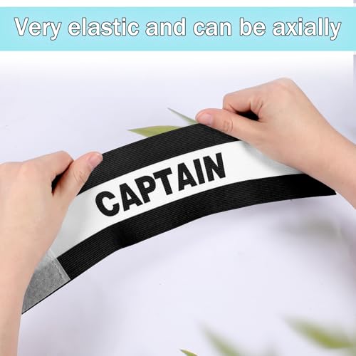 3PCS Adjustable Captain Armbands - Durable Elastic Soccer Field Band (Black)