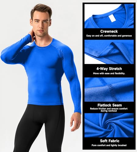 Men's Compression Long Sleeve Athletic Shirt - Workout Base Layer