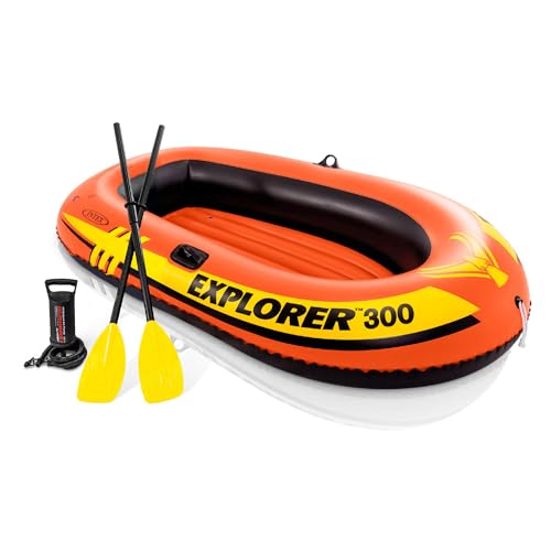 Compact Inflatable Boat for 3 People with Oars & Dual Air Chambers
