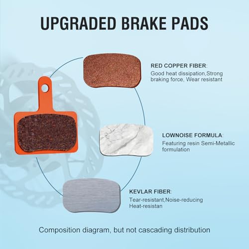 High-Performance Bike Brake Pads - 4 Pairs, Resin & Semi-Metallic - Orange