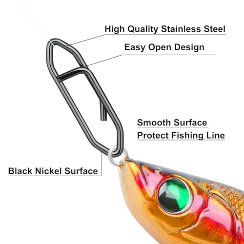 200 Pcs Fishing Speed Clips - High Strength Stainless Steel - Black