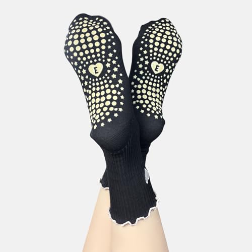 Cute Pilates Grip Socks for Women - Ruffle Non-Slip Barre Socks - Milk Tea Heart