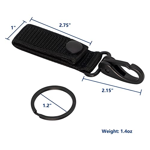 Dotacty Heavy Duty Belt Keeper Clip Key Holder with MOLLE Strap 2-Pack Black