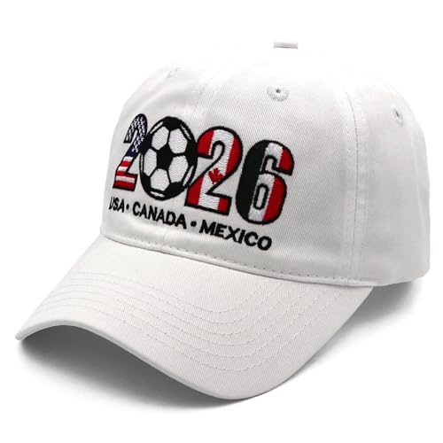 Soccer Hat - White Embroidered Baseball Cap for Fans