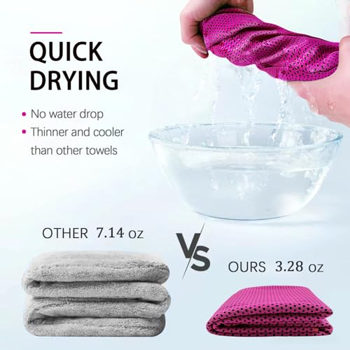 Cooling Towels 4-Pack - 40" x 12" Microfiber, Multicolor