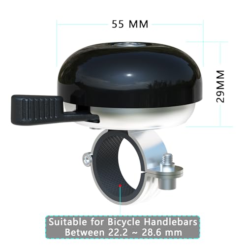 Greallthy Black Left Hand Bicycle Bell for Adults & Kids, Loud Cycling Horn