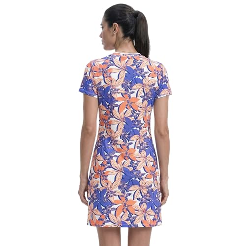 Izod Women's V-Neck Athletic Dress Large Fresh Salmon Dahlia Floral