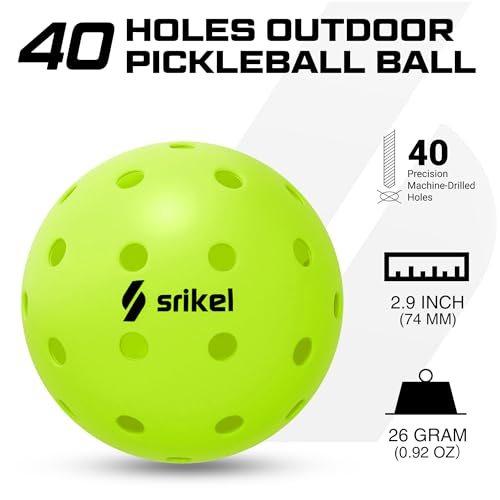 USAPA Approved Outdoor Pickleball Balls - Durable TPE - Green, 4 Count