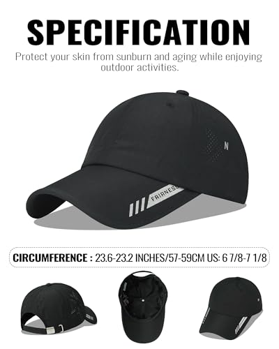Croogo Men's One Size Black Quick Dry Sun UPF 50+ Baseball Cap