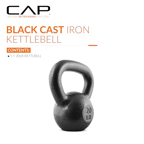 20 lb Cast Iron Kettlebell with Wide Handle & Flat Base - Durable Home Gym Equipment