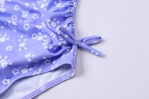Girls Floral One-PPiece Swimsuit with Cover-Up Skirt Set – Size 6-13
