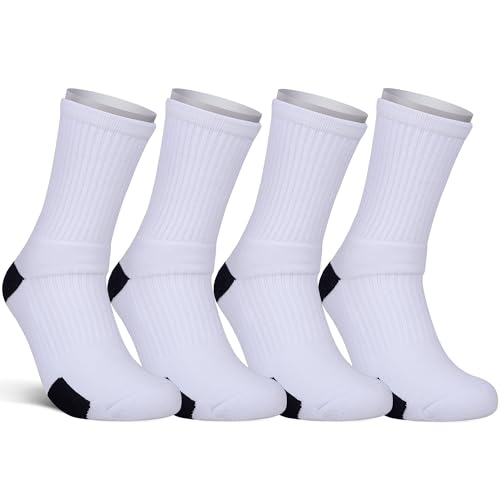 Kids Athletic Crew Socks for Baseball, Soccer, Basketball - Ages 4-16