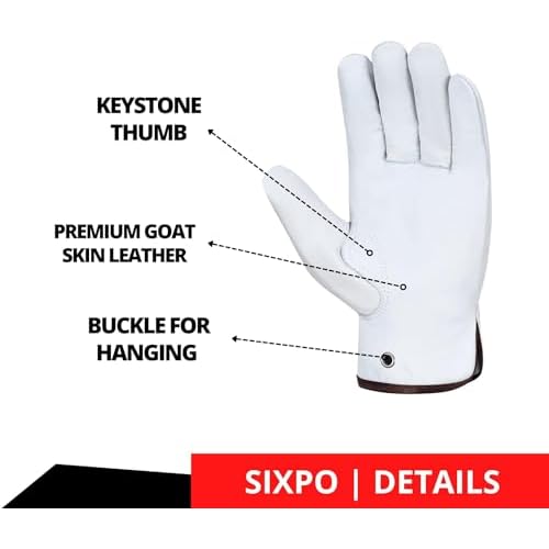 Leather Work Gloves Pack of 12 Pairs Warehouse Gardening Construction Gloves for Men Women Goat Skin Working Gloves
