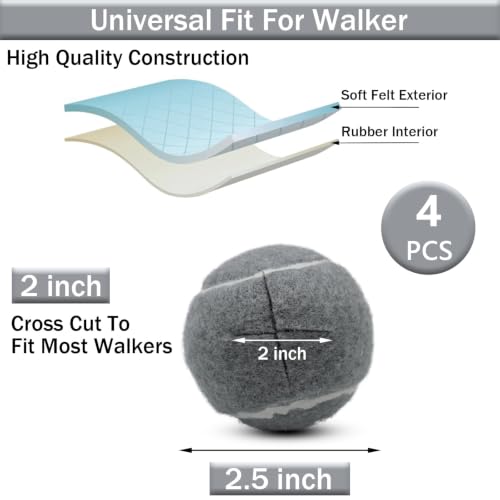 SHYUJAJIE 4 Pcs Precut Walker Tennis Balls for Walkers & Furniture
