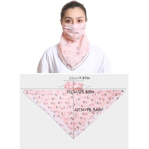 Sun Protection Neck Gaiter 2Pack for Women - Breathable Face Cover Scarf with Ear Loops