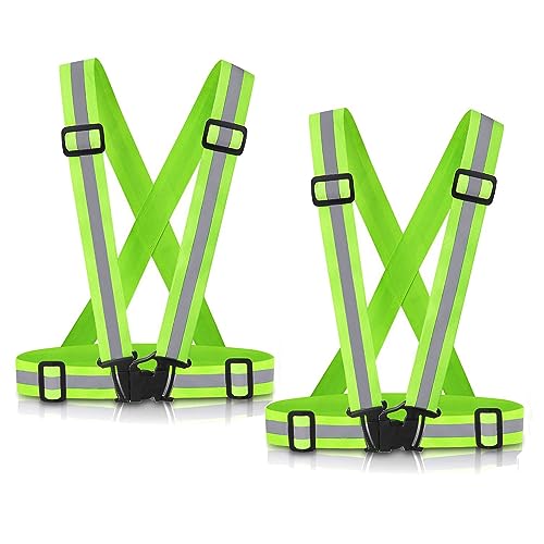 Adjustable Reflective Safety Vest for Running & Cycling - 2 Pack