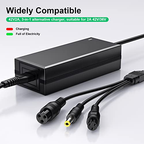 3-in-1 Universal Replacement Charger for 42V 2A E-scooters & Hoverboards