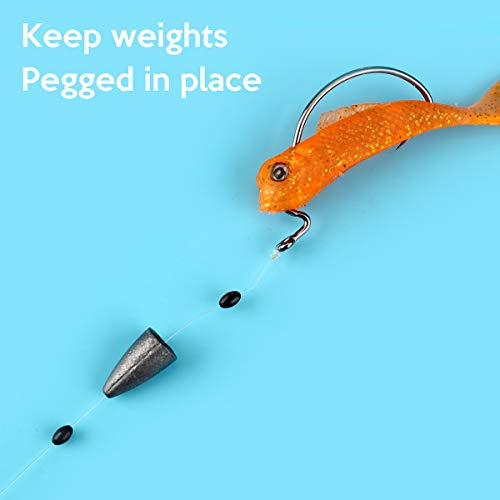 Medium Fishing Rubber Bobber Stopper Set - 600 Pk Black