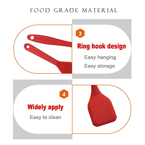 Mini Spatula Set - 2 Pieces Red Silicone Nonstick Turner for Cooking & Baking