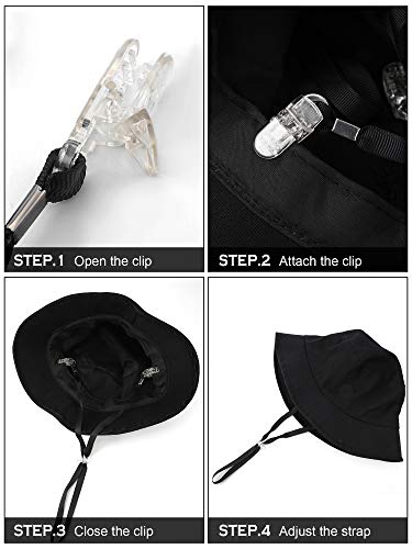 Adjustable Hat Chin Strap Clip - 2 Pack for Windy Days - Clear Stopper