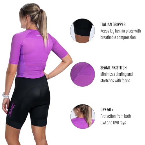 Women's Triathlon Full-Zip Racesuit - Moisture-Wicking with Chamois