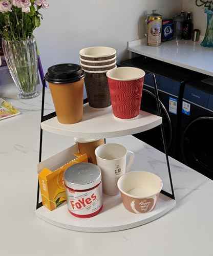 2 Tier Bathroom Counter Organizer,Standing Rack Cosmetic Holder,Wood Bathroom Organizer,Vanity Organizer Bathroom Counter Tray,for Bathroom,Bedroom (White)