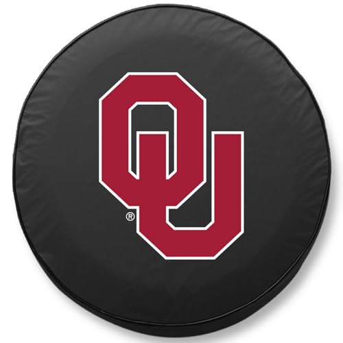 Oklahoma University Tire Cover - Size F (29"x8") - Black Vinyl