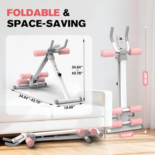 Adjustable Ab Workout Machine - Foldable Core Trainer - White
