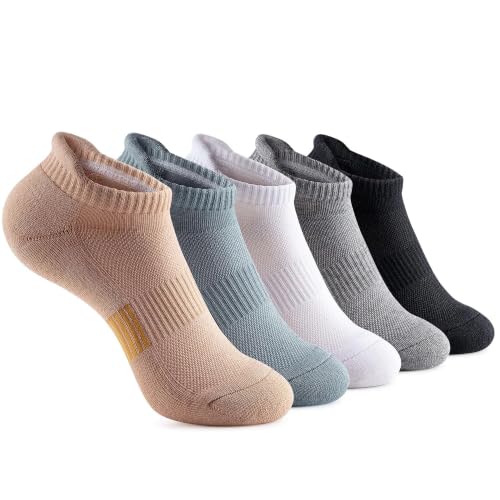 Gonii Ankle Socks for Women 6-8 / Quotidian - Cushioned No Show Athletic Running Socks, 5 Pairs