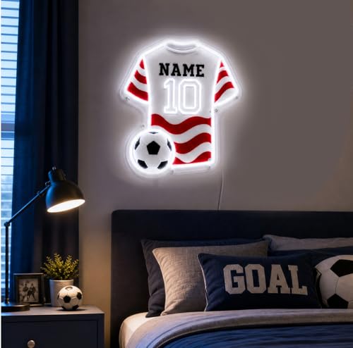 Custom Soccer Jersey Neon Sign - Personalized LED Wall Decor