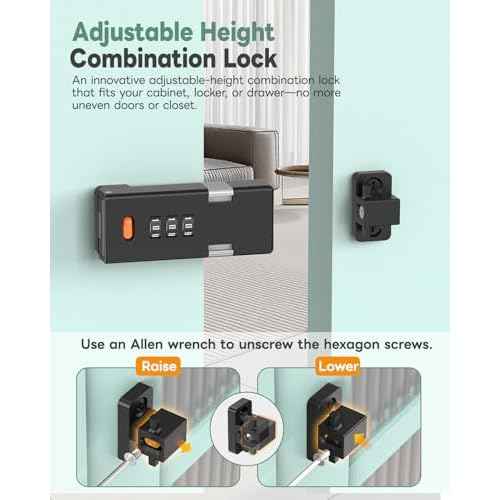 180 Degree Barn Door Combination Lock, 3 Digit Password Keyless Home Security Lock for Kitchen Cabinet, Drawer, Locker, Sliding Closet Doors - Sturdy and Practical Gate Latch (1, Black)