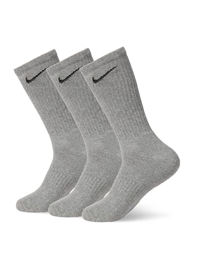 Nike Adult Cushioned Crew Socks 3-Pack - X-Large, Carbon Heather/Black