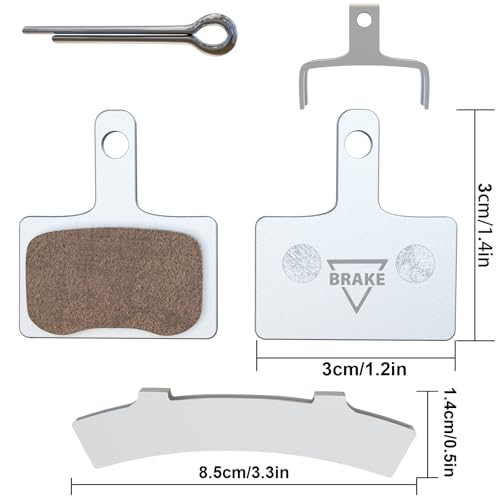 Acrebow Silver Bike Brake Pads Set for Tektro Shimano Mountain E-Bikes - 4 Pieces + Adjusting Tool