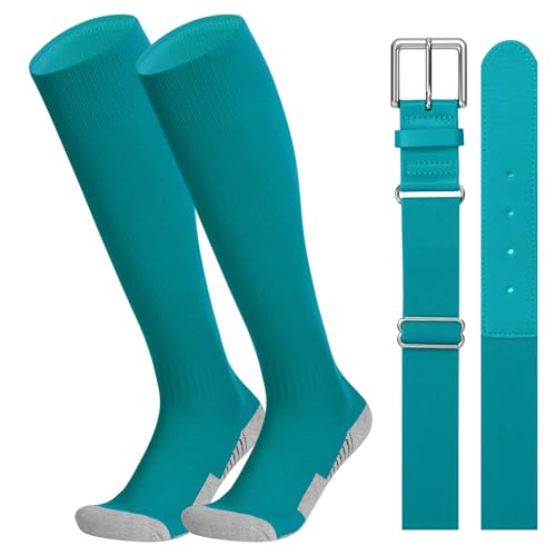 Teal Baseball Socks and Elastic Belt Combo for Youth & Adults - Softball Gear