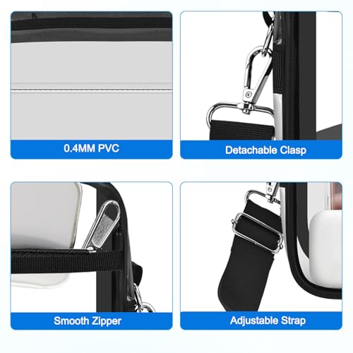 Clear Stadium Approved Bag for Events - Small Mini Purse - Black