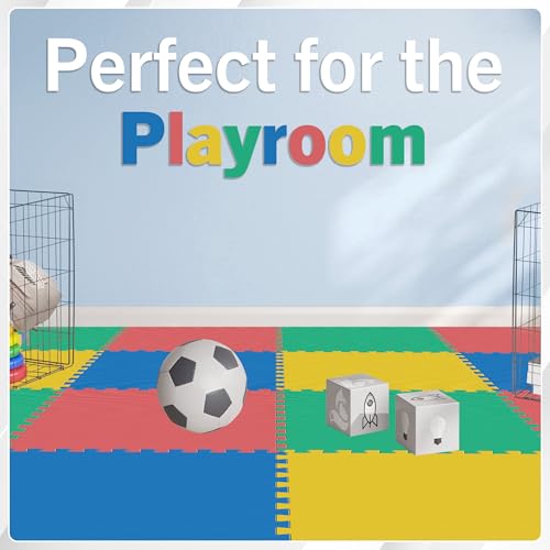 Multicolor EVA Foam Floor Tiles 4-Pack - Interlocking Exercise & Play Mats