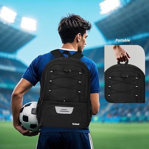 Goloni black soccer and basketball bag with ball & shoe compartments 30L backpack