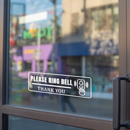(3 PCS) Please Ring Bell Sign Vinyl Sticker Decal for Business Office Store Shop Door Wall Window Entry Notice Waterproof Durable Easy to Apply Indoor Outdoor Use 7 x 2.17 Inches