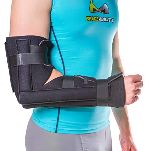 BraceAbility Elbow Immobilizer Brace - Small/Medium, Removable Cast & Support