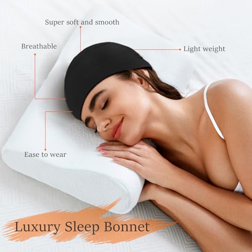 Soft Chemo Headwear for Women - 2 Pcs Lightweight Hair Cap - Black & Light Grey