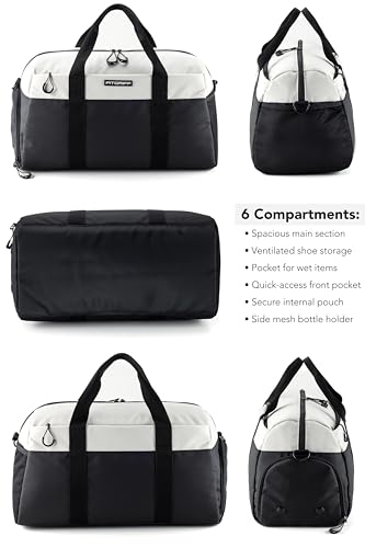 Fitgriff Gym Bag V2 for Men & Women with Shoe & Wet Compartment - Small Black Duffle 19x10x11 inches