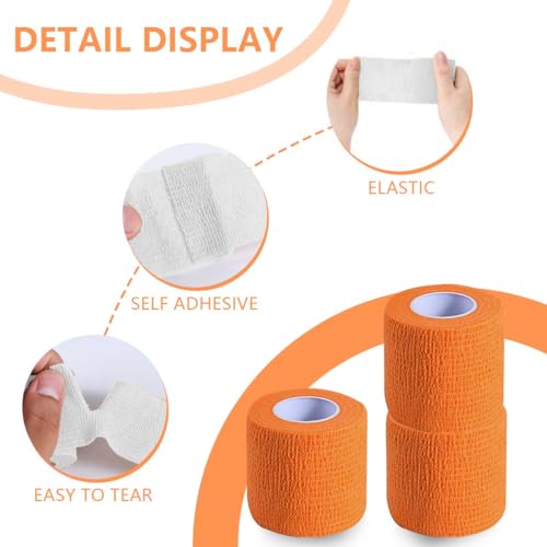 KISEER 15 Pack 2 Inch x 5 Yards Self-Adhesive Cohesive Bandage Wrap, Orange