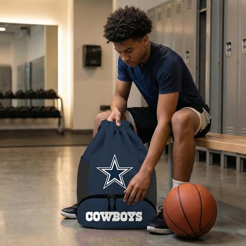 NFL Dallas Cowboys Cinch Bag - Drawstring Backpack with Zipper Pocket
