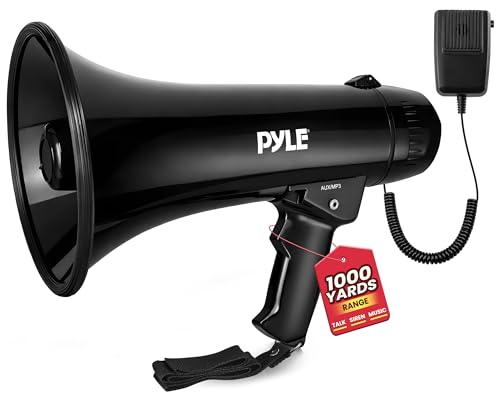 40W Megaphone Speaker with Siren - 1000 Yard Range, 8'' Diameter x 13.2'' Length