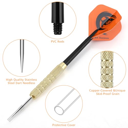 18G Steel Tip Darts Set - 18 Pack Metal Tips for Dartboard